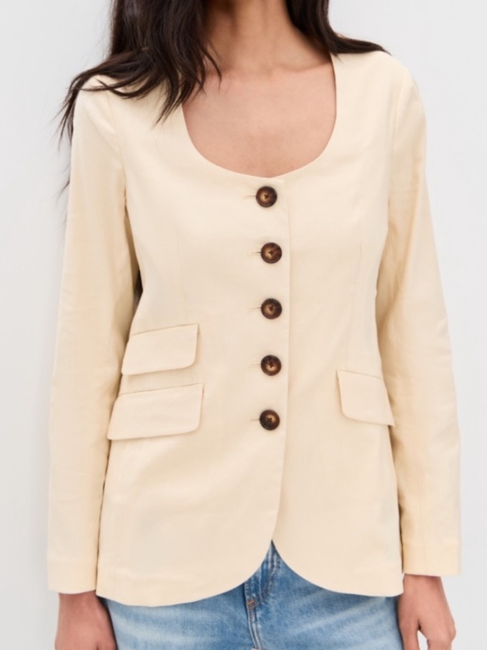 rag & bone Cream Button-Front Tailored Blazer